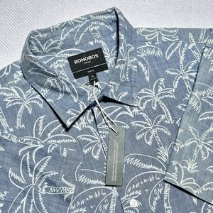 NEW Bonobos Button Up Shirt Mens XL Chambray Denim Palm Trees Stretch Slim Fit